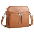 thumbnail image 1 of Bolso bandolera de piel auténtica con cartera RFID, color coñac, 1 of 7