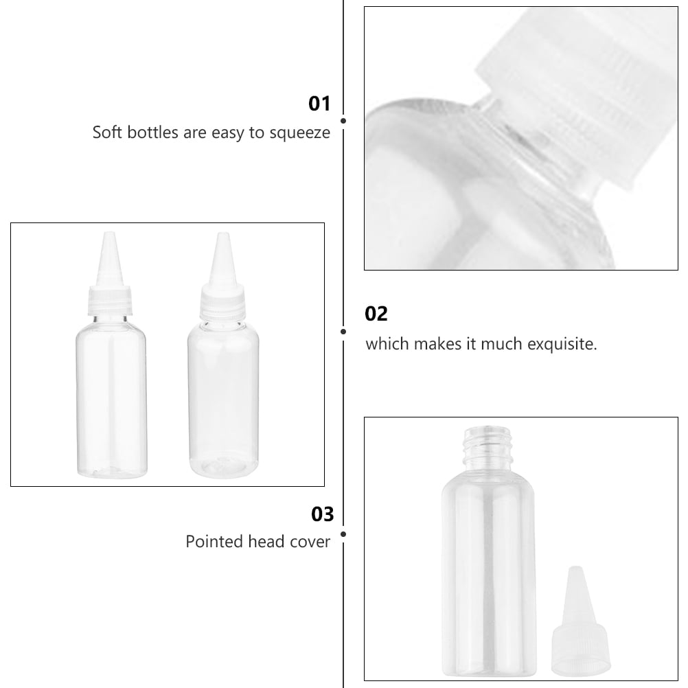 Masteelf 20 Pcs Liquids Spike Squeeze Bottle Pigment Storage Bottles 12X3.5X3.5CM White