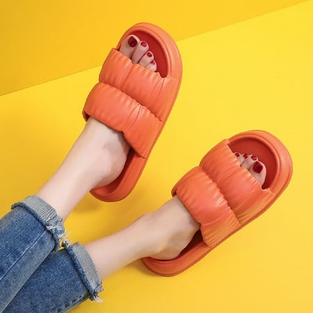 

CoCopeaunt Ladies Slippers Summer Platform Bathroom Sandals Flip-Flops Home Soft Sole Slippers Non-Slip Thick Sole Women Slide Sandals
