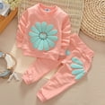 thumbnail image 5 of RUTAYY Children Girls Clothing Sets Cozy Fall Winter Round Neck Long Sleeve Cute Daisy Print Sweatshirt with Floral Petal Pants Tracksuit Trendy Classic Outfit Sets, 5 of 7