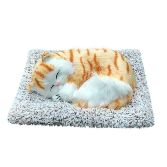 ToysYGift Simulation Cat Doll Lovely Plush Toy Cute Animal Decoration Sleeping Cats with Mat Stuffed Toys Gift for Kids