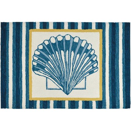 Homefires PY-EA003 22 x 34 in. Clam Shell Tile Indoor Accent Rug, Blue ...