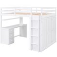 thumbnail image 3 of White Loft Bed With Functional Features. Drawers For Storage. Desk Work. Wardrobe Clothes. Construction. 600lbs Weight Support. 78.3"l X 56.7"w 65"h Drawers, Desk, And In - Bedroom Families, 3 of 7