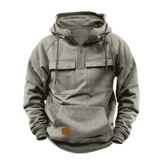AherBiu Hoodie for Men Quarter Zip Fleece Lightweight Pullover Winter Tactical Workout Gym Outdoor Sweatshirts