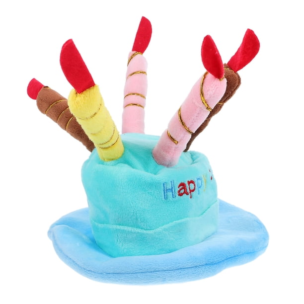 unbranded Sombrero De Cumpleaños Para Perro Con De Pastel Y Velas Ajustable Para Mascotas Pequeñas En Azul