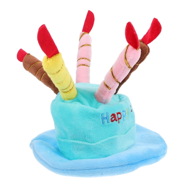 unbranded Sombrero De Cumpleaños Para Perro Con De Pastel Y Velas Ajustable Para Mascotas Pequeñas En Azul