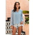 thumbnail image 3 of ABPHQTO Top azul cielo con botones y ojales Rekindle para mujer, 3 of 5
