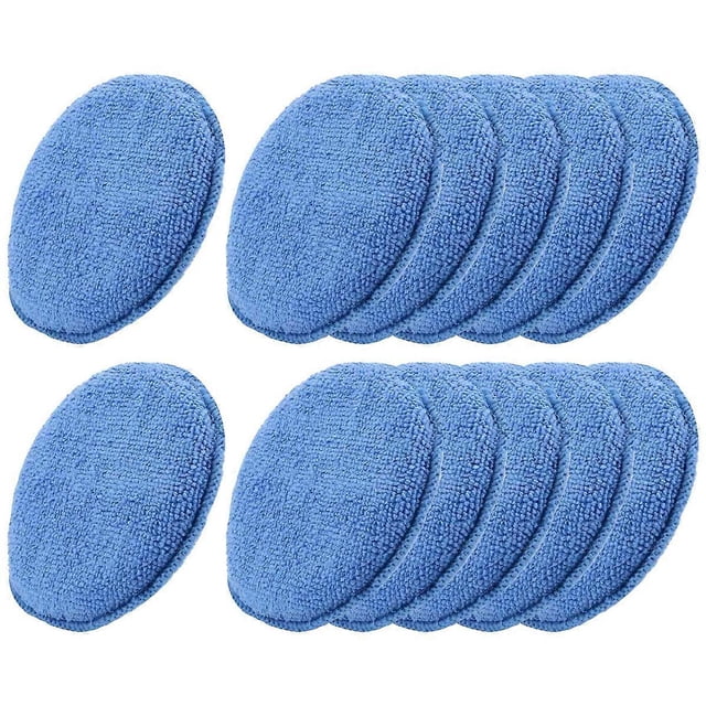 Microfiber Wax Applicator 12pcs Car Cleaning Polish Wax Foam Sponge Polishing Sponge, Blue