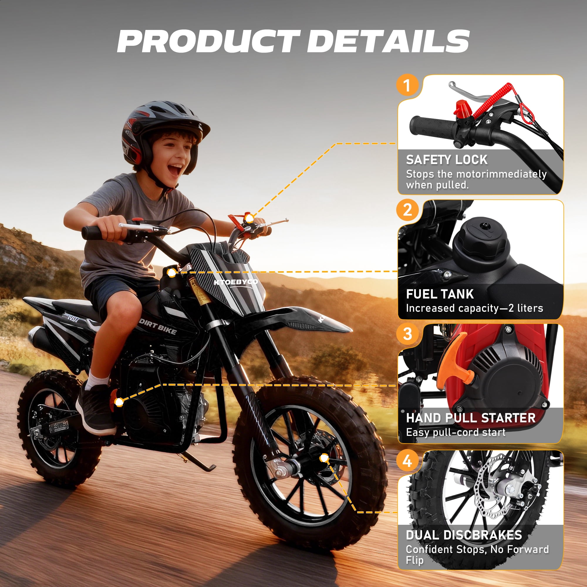 colem 50cc mini gas power dirt bikes RED GBMOTO 50CC 2-Stroke Gas Kids Dirt Bike, Fully Automatic, 95% Asse main image 0