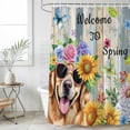 thumbnail image 6 of Spring Dog Shower Curtain Set - Small 36" x 72" Washable Bathtub Curtain with 12 Hooks, Retro Watercolor Botanical Floral Sunflower Waterproof Fabric Stall Shower Curtains for Bathroom/Bathtub Décor, 6 of 6
