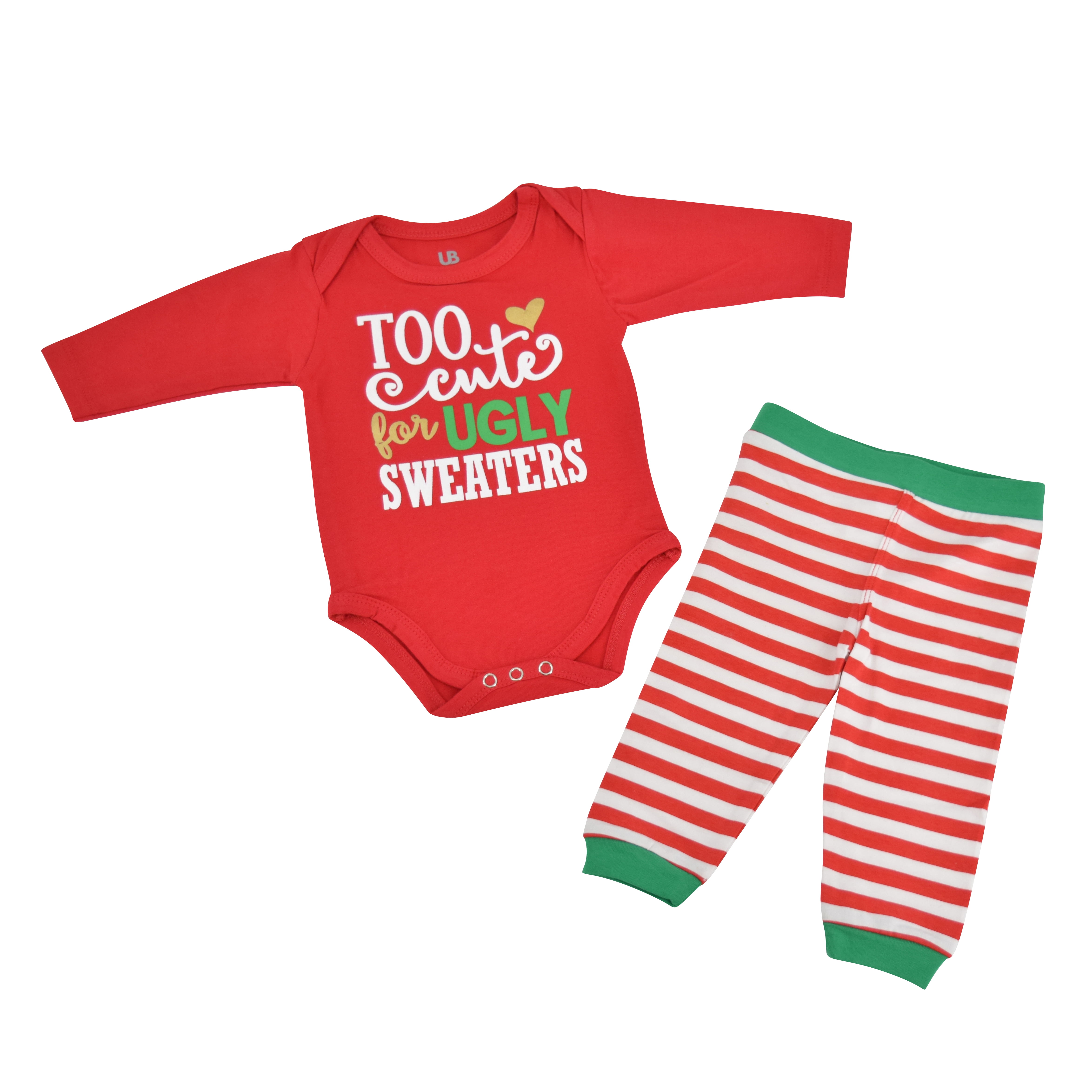 Unique Baby Girls Ugly Sweater Christmas Layette Set (6 Months