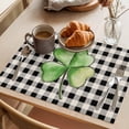 thumbnail image 3 of St. Patrick's Day Placemats Set&nbsp;of&nbsp;2 Watercolor Green Lucky Shamrock Black Buffalo Plaid Heat Insulation Washable Place Mats, Non-Slip Table Mats for Dining Table Party Kitchen,13x19 Inch, 3 of 9