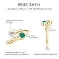thumbnail image 6 of Rosec Jewels Freshwater Pearl 2 Stone Promise Ring - Womens Pearl and Emerald Ring (AAA Quality) - Ready to Gift, 10K Yellow Gold, US 5.50, 6 of 7