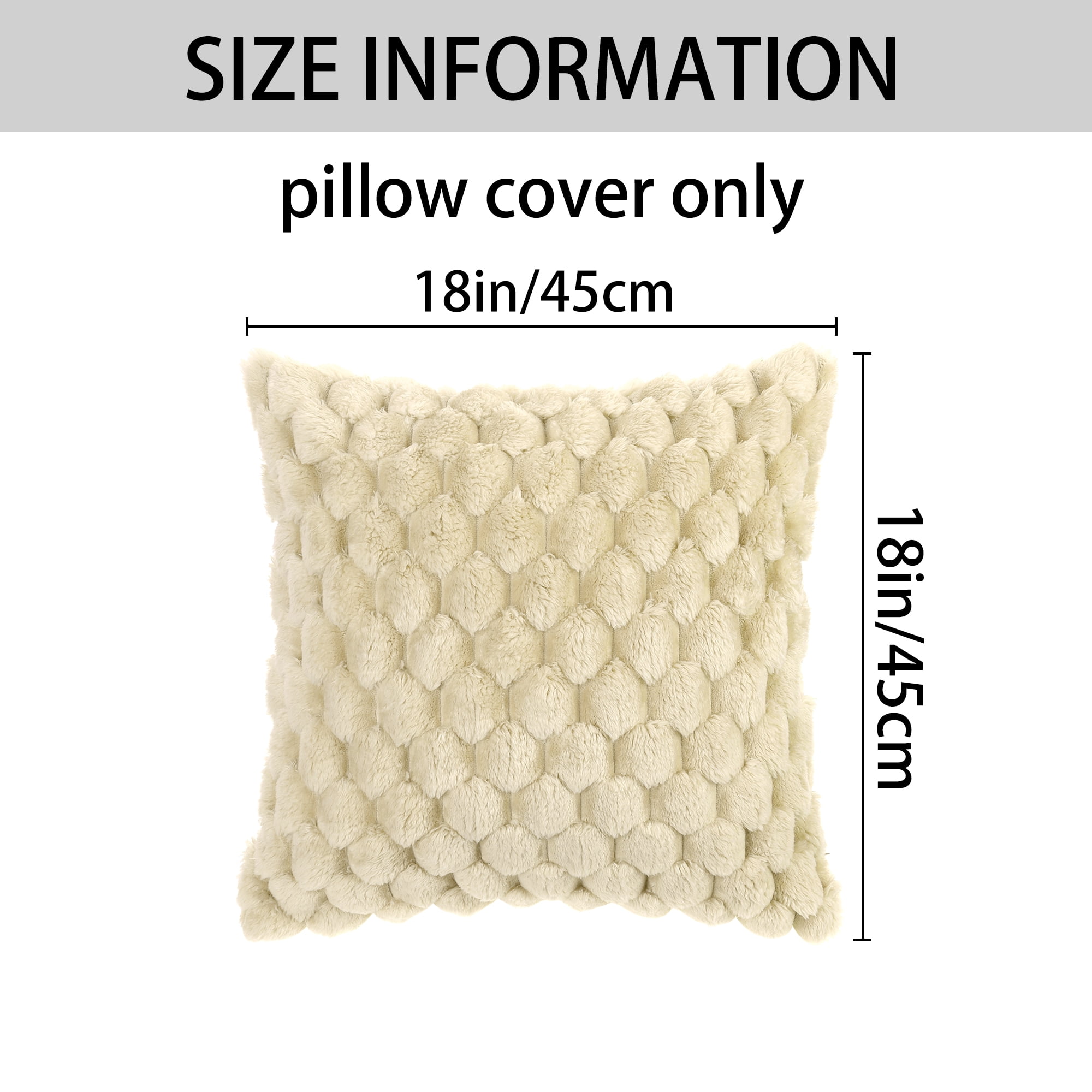 Unique Bargains 2 Soft Throw Pillow Covers Fur Decorative Fuzzy Plush Cushion Covers Beige 18" x 18"