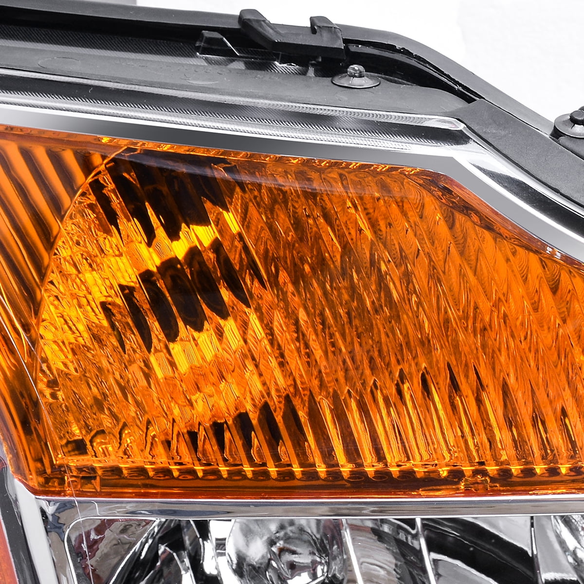 RVNI Headlight Assembly for 2004-2015 Titan 2005-2007 Armada Headlamp Replacement Chrome Housing Clear Lens Amber Reflector
