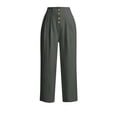 thumbnail image 7 of Costeam Womens Multi Button Pleated Front Linen Capri Pants Dual Side Slip Pockets Non Elastic High Waist Lightweight Wrinkle Resistant Loose Mid Calf Casual Cropped Trousers, 7 of 7