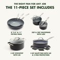 thumbnail image 2 of GreenPan Valencia Pro 11 Piece Hard Anodized Induction Safe Healthy Ceramic Nonstick Cookware Set, Gray, 2 of 4