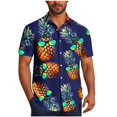 thumbnail image 2 of Blusa y camisa de manga corta con cuello vuelto para hombre, blusa informal de moda con botones estampados, blusa de manga corta con cuello vuelto, blusa de poliéster para hombre, 2 of 6