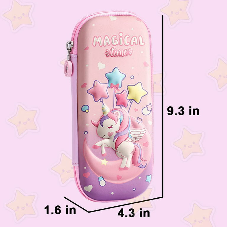 GFANSY Unicorn Pencil Case for Girls, Cute Pencil Case for Kids, Storage Pouch Large Capacity with Compartment & Zipper & Astronaut Ornaments, Toddler