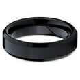 thumbnail image 2 of 6mm Black Brushed Tungsten Carbide Wedding Ring Polished Beveled Edges Mens Womens Band, 2 of 3