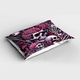 thumbnail image 2 of Ambesonne Skull Pillow Sham, Skeleton Eyeballs Brain Hands, 36" X 20", Pink and Purple, 2 of 2