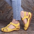 thumbnail image 2 of Sandals Women Dressy Summer Closed Toe Wedge Platform Sandals Vintage Casual Hollow Out Orthopedic Shoes Comfy Bohemia Gladiator Ladies Shoes, 43, 2 of 5