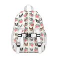 thumbnail image 3 of White Boston Terrier and Flower Backpack for School,Cute School Bag,Schoolbag with Adjustable Shoulder Straps & Padded Back,15"x11.42"x5.5", 3 of 6