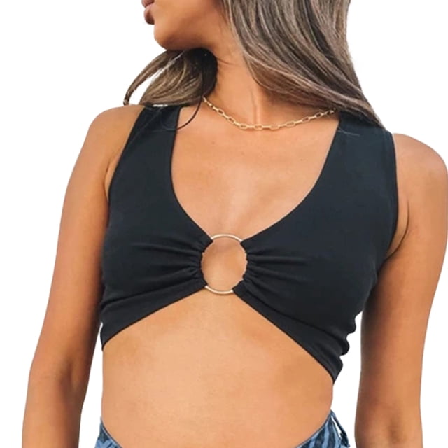 Chaleco pequeño con escote en V y cintura expuesta para mujer, novedad de verano