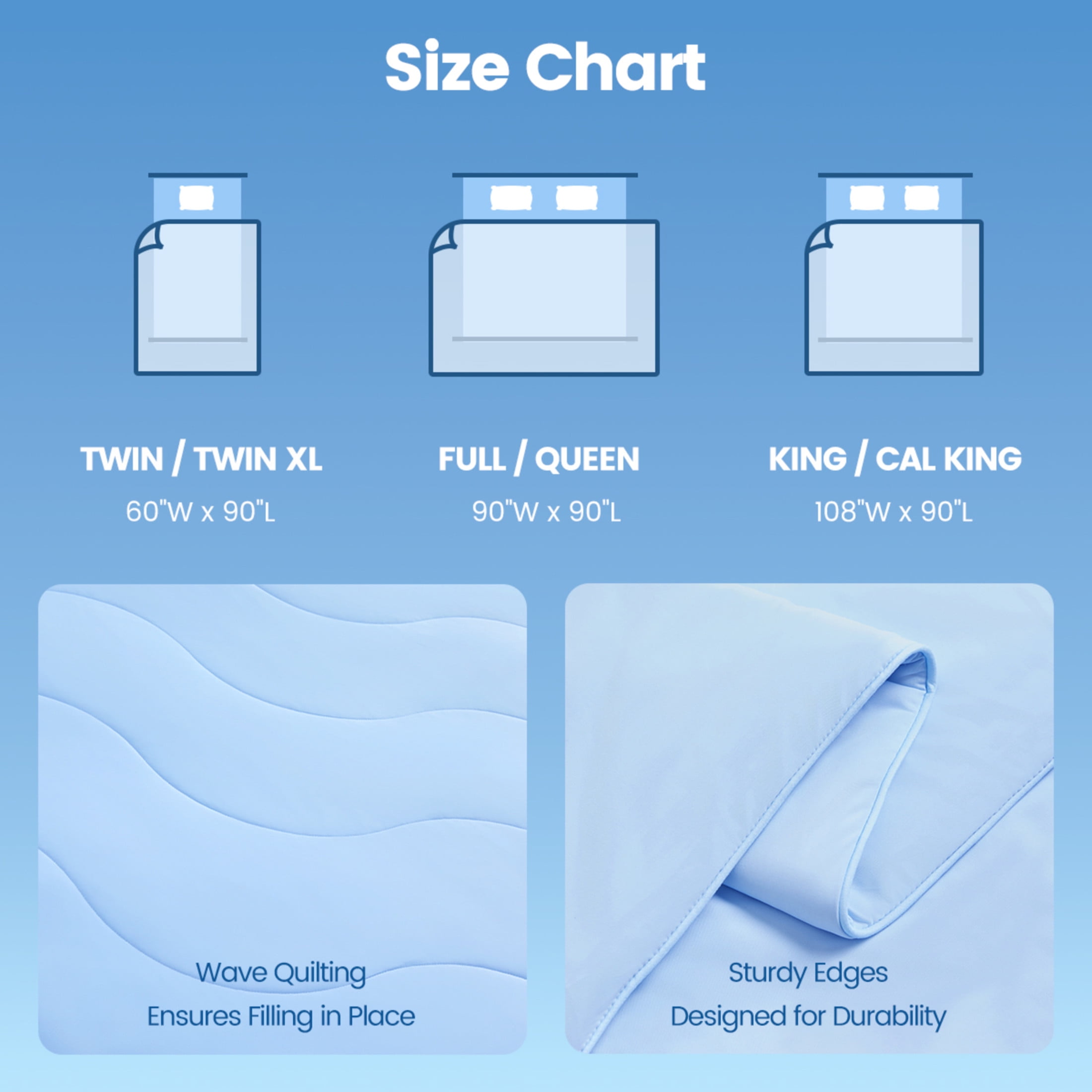 GDF Studio 108x90" King/Cal King Cooling Down Alternative Comforter, All-Season Bedding for Hot Sleepers, Ice Blue