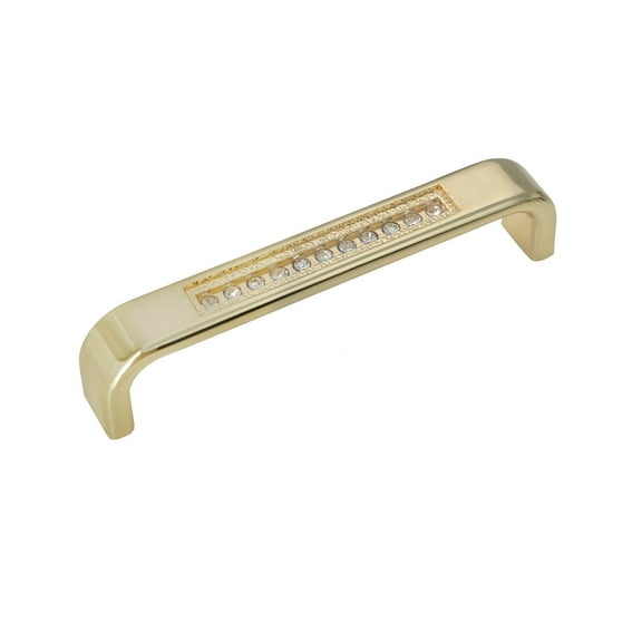 Utopia Alley 5pcs Gleam Pull Handle - Decorative Cabinet Drop Pull Handles- Vintage Cabinet Hardware with Hand Finished Polished Gold - Metal Drawer Pull Handle, 3.75" Center to Center