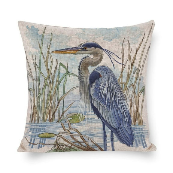 Bed Pillows Decorative Heron Standing in The Marshlands Cushion Covers 16"x16" Farmhouse Bird Modern Zippered Pillow Cover Cushion Case for Sofa Couch