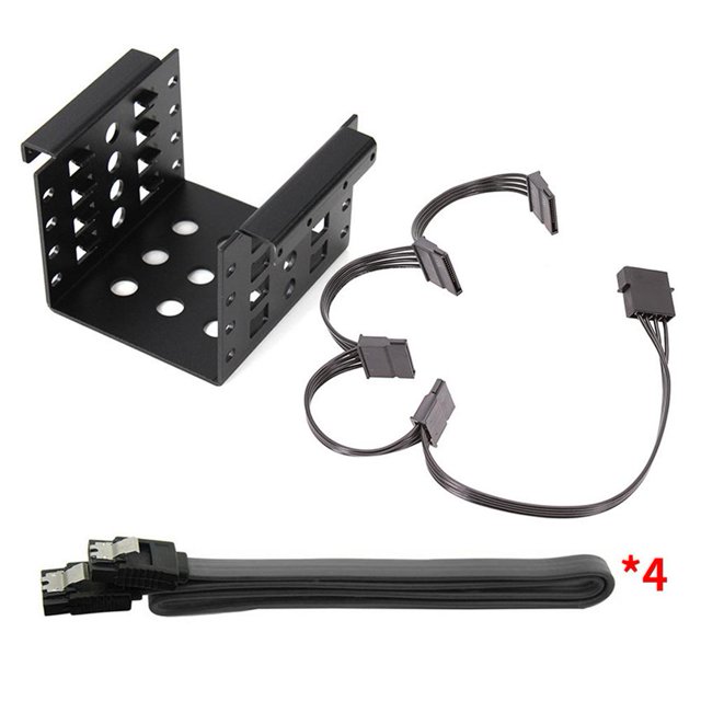 Hard Drive Mounting Bracket - Aluminum Alloy Four-Bay SSD Cage with Heat Dissipation Design for Desktop Enclosure Conversion