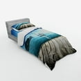 thumbnail image 3 of Ambesonne Nautical Bedding Set 4 Pcs, Yacht and Wooden Deck, Queen, Blue Brown, 3 of 3