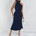 thumbnail image 4 of Vestido sin mangas con cuello alto y hombros descubiertos para mujer - Elegante conjunto informal para fiesta - Prenda versátil para primavera y otoño - Tallas XS-XL, 4 of 8