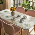 thumbnail image 3 of White Flowers Table Cloths for 6 Foot Rectangle Tables, Vintage Floral Butterfly Farmhouse Beige Patio Waterproof Elastic Fitted Tablecloths, Washable Rectangular Table Cover for Camping, 3 of 8