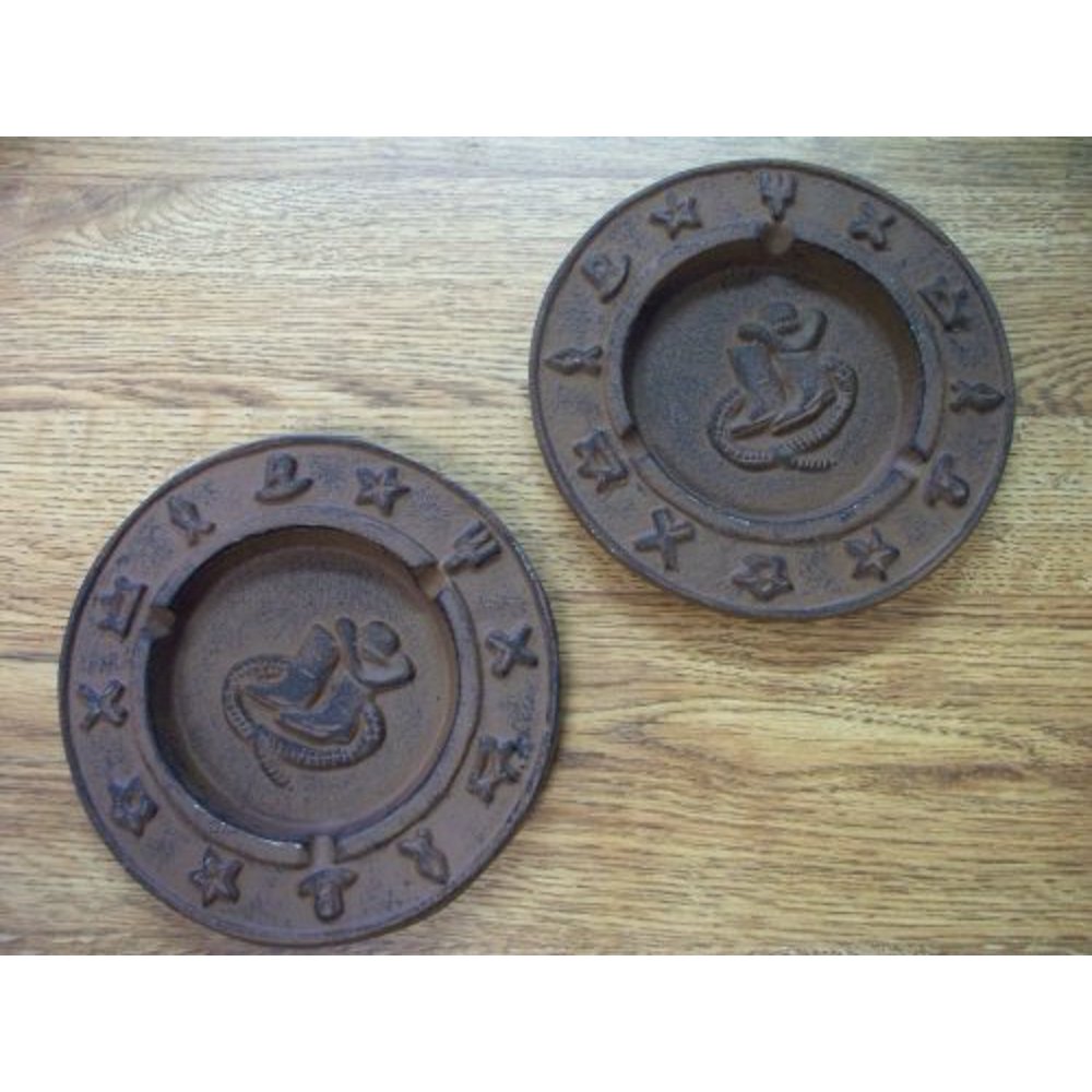 Pair of Cast Iron Ashtrays Western or Southwestern Decor
