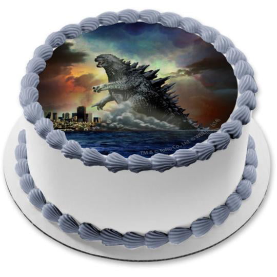 Godzilla King Of The Monsters Edible Cake Topper Image Abpid 8 Round Cake Topper Walmart Com Walmart Com
