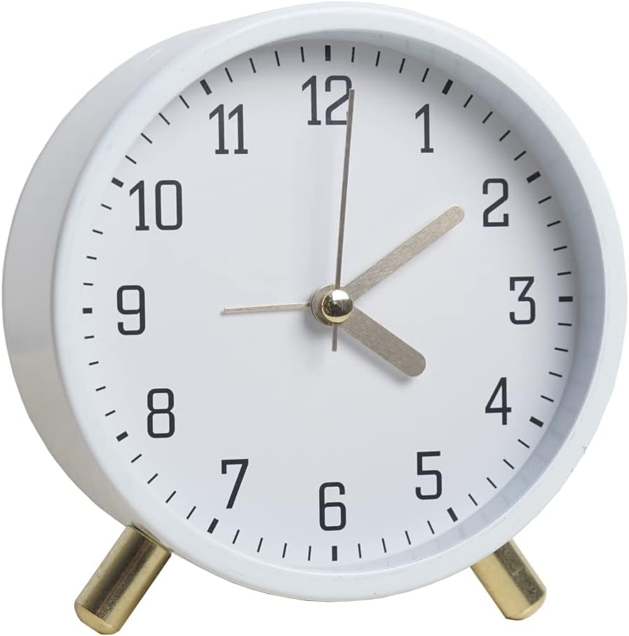 Table Clock NonTicking. Small Kids Alarm Clock Battery Operated Desk