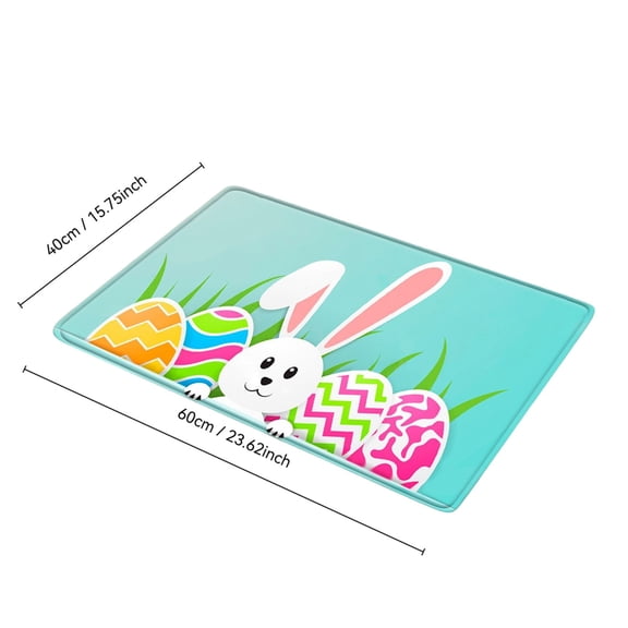 HuiXinOu Easter Door Mat, 16x24in Diatomite Absorbent Floor Mat, Non-Slip Bathroom Kitchen Entryway Rug, Holiday Home Decor