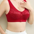 thumbnail image 5 of Fatuov Wireless Bras for Women Front Closure Sexy Solid Color Push-Up Bralettes for Casual Full Coverage Seamless Bras 38A, Red, 5 of 5