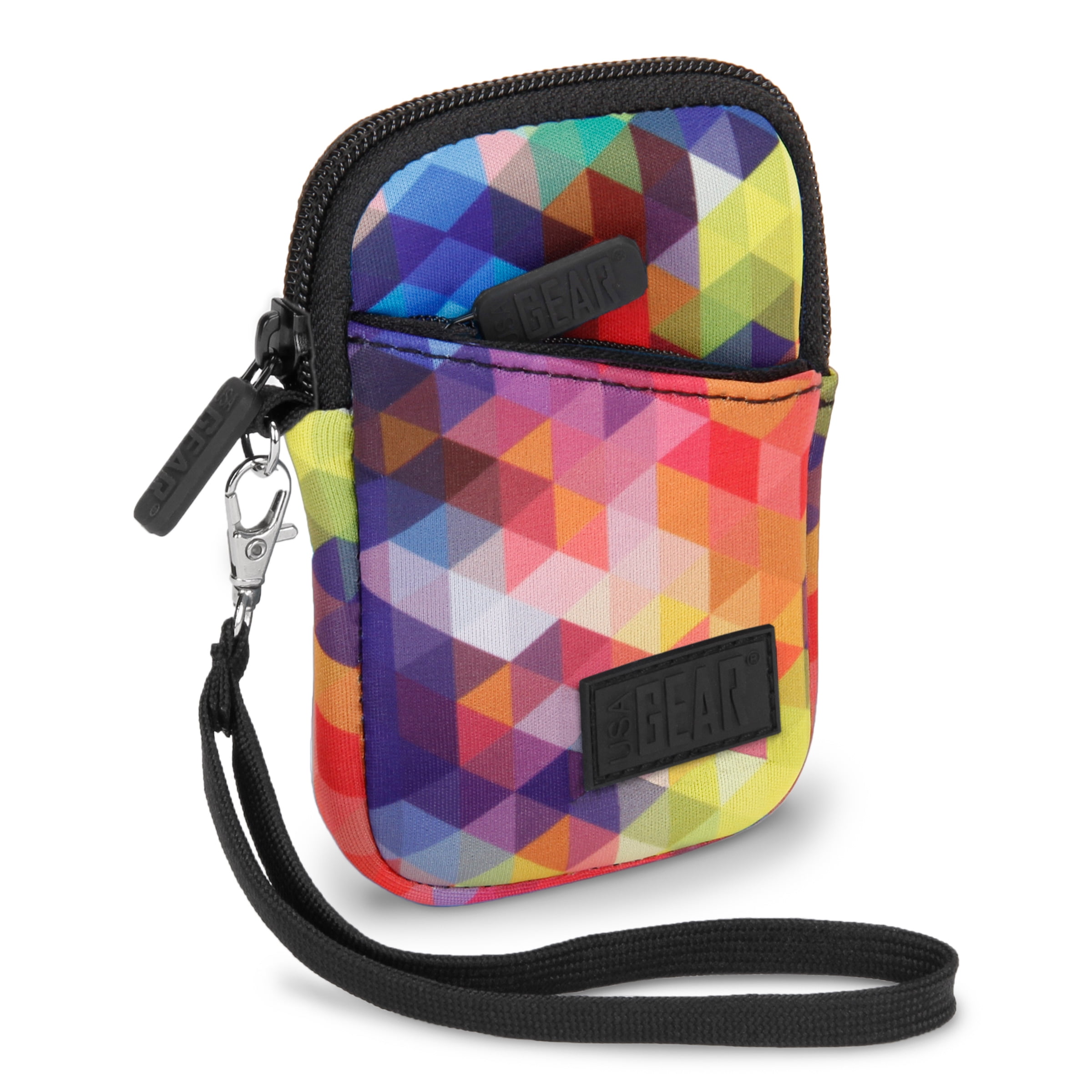 USA GEAR Point and Shoot Camera Case - Digital Camera Case with Belt Loop, Wrist Strap, Zippered Pocket - Compatible with Kodak PIXPRO, Panasonic Lumix LX10, Sony DSCW800, RX100, and more (Geometric)