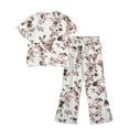 thumbnail image 4 of Abcomgle Lounge Sets for Girls 7-8 Girls Two Piece Outfits Floral Print Short Sleeve T Shirts and Wide Leg Pants Set Cute Preppy Girls Outfits,11-12 Years, 4 of 4