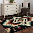 thumbnail image 4 of 2.7x5 Washable Area Rug, Abstract Ethnic Style Pattern Non-Slip Rectangle Rug for Bedroom Bedside, Retro Brown Red Weaving Indoor Floor Mat for Home Decor, 4 of 9