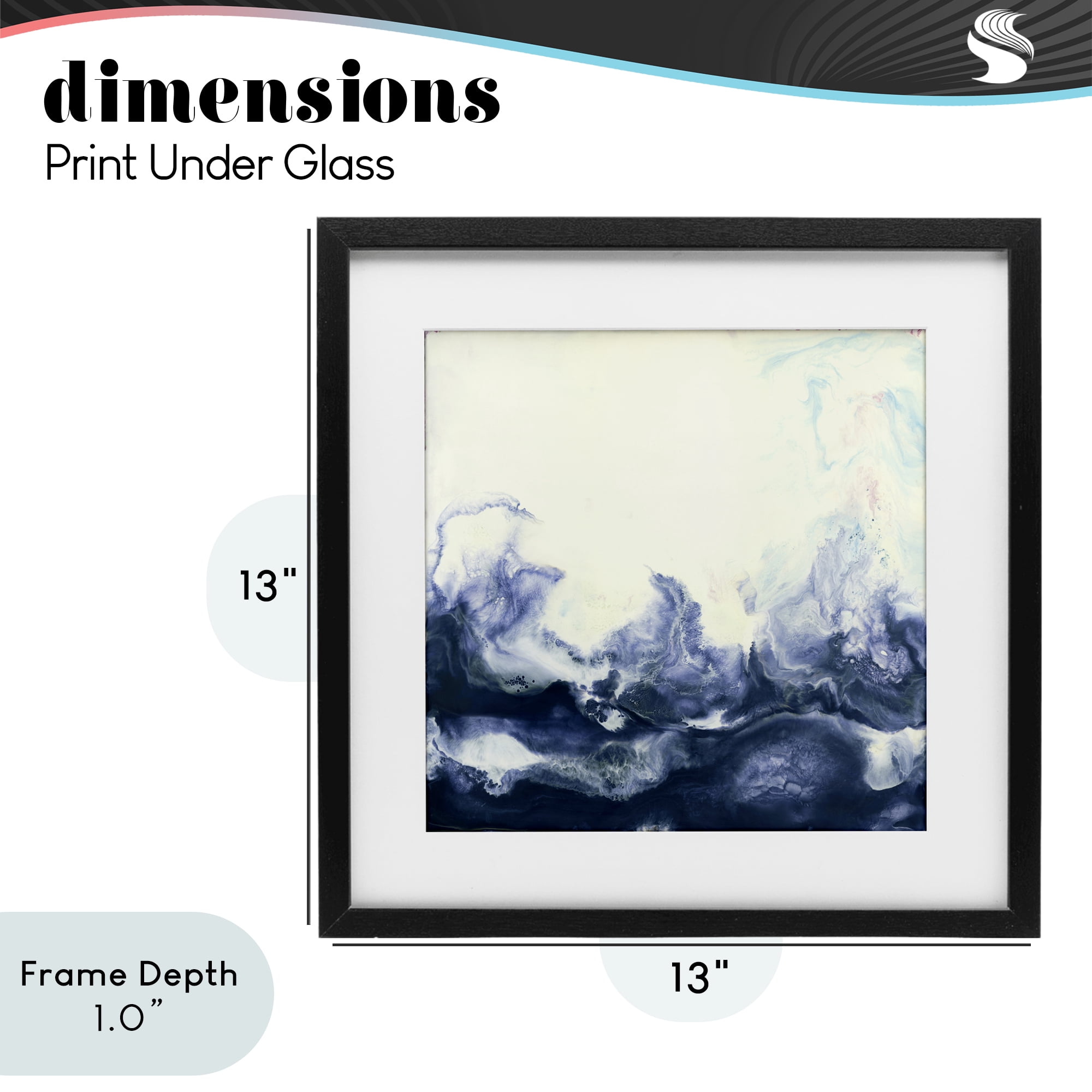 Stupell Industries Oceanic Fluid Swirl Black Framed Print Under Glass, design by Laura Van Horne