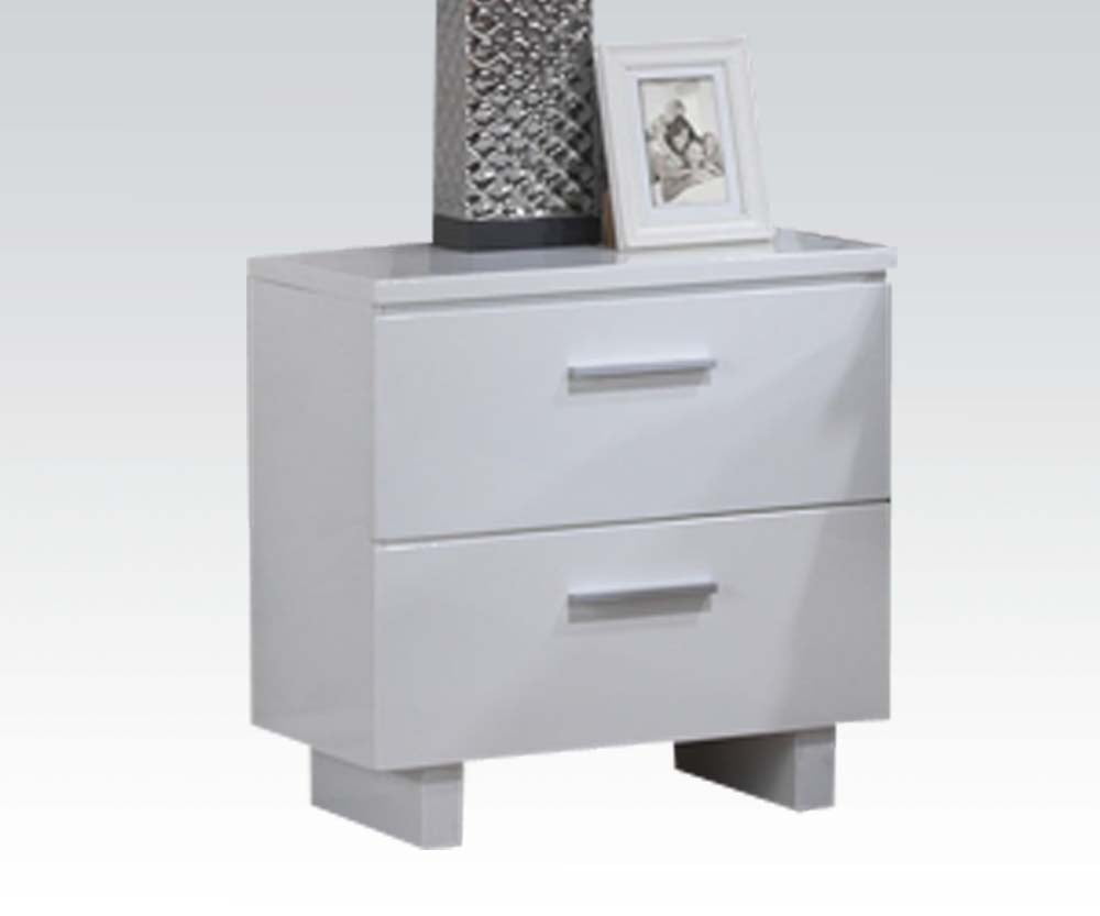 Lorimar Chic Contemporary 2-Drawer White Nightstand with Chrome Accents