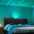 thumbnail image 4 of Pinmoco Upholstered Headboard with Storage Space and Charging Station for Full Size Bed, Galaxy Aurora Star Projector, Black PU Leather, Easy Assembly, 4 of 11