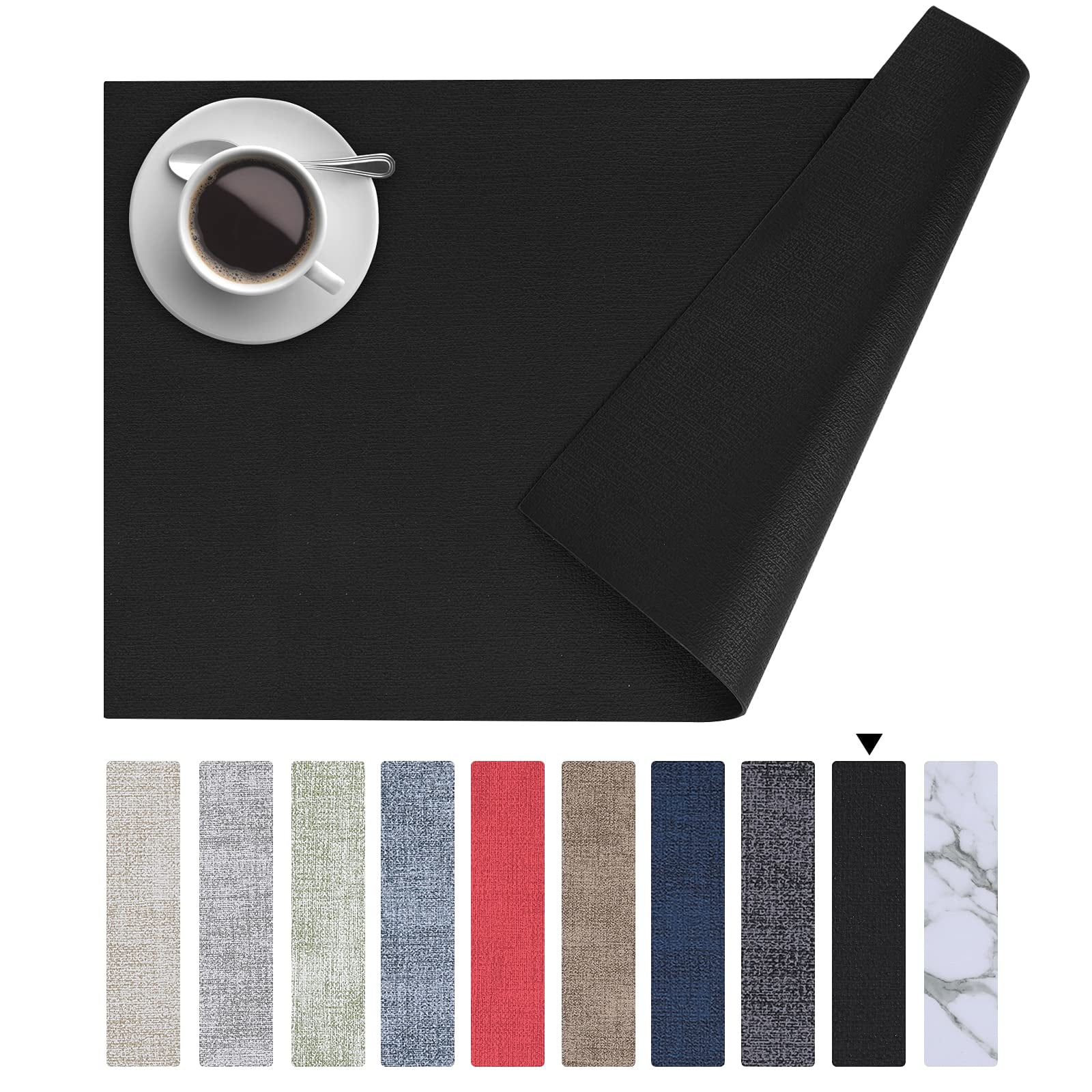 decorUhome Placemats Set of 6, Heat Resistant PU Faux Leather Table