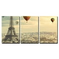 thumbnail image 2 of wall26 - 3 Piece Canvas Wall Art - Colorful Hot Balloons Flying Above The Eiffel Tower in Paris - Modern Home Art Stretched and Framed Ready to Hang - 16"x24"x3 Panels, 2 of 4