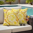 thumbnail image 3 of 2 Pack Outdoor Waterproof Throw Pillow Covers,Yellow Lemon Slice Watercolor Decorative Square Patio Pillowcases for Chair Couch Sofa 16x16in, 3 of 9