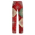 thumbnail image 3 of Wutalume Women's Winter Solid Color Pants with Drawstring and Christmas Print, Full Length Design for Casual and Sporty Activities,Wine S, 3 of 4
